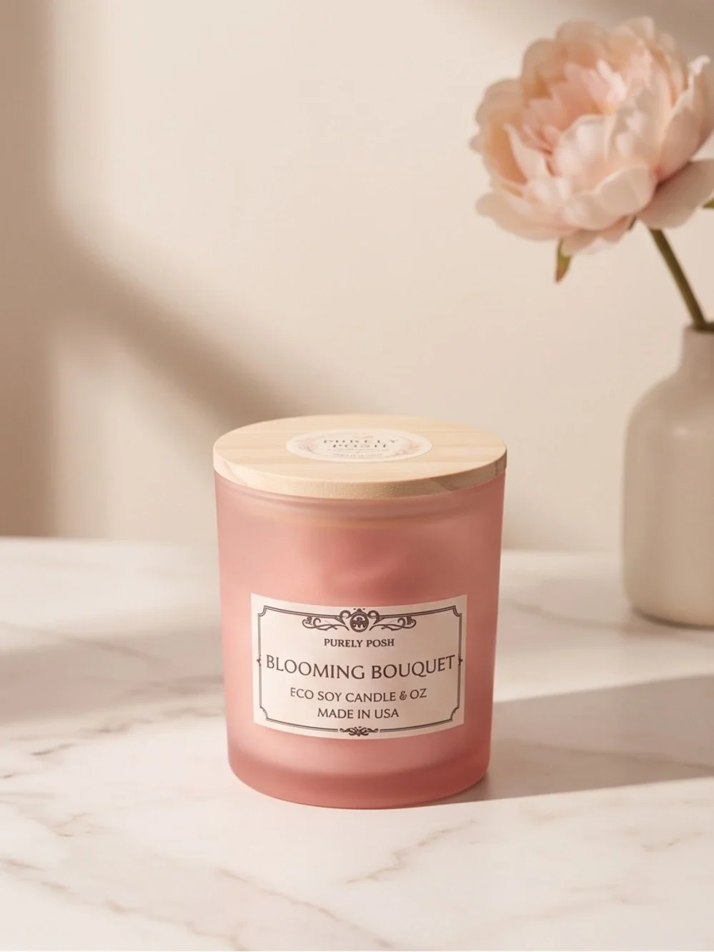 Blooming Bouquet Pink Floral Soy Candle • Soap • Lip balm In window Gift box set